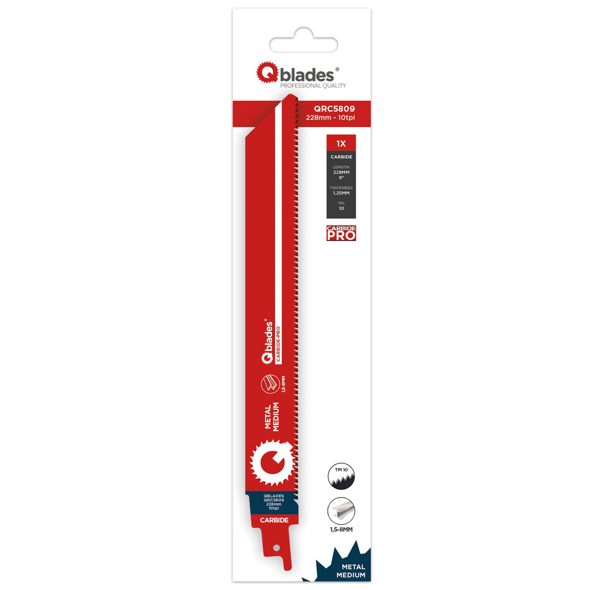 Qblades QRC5809 228x1.25mm | Säbelsägeblatt | Hartmetall