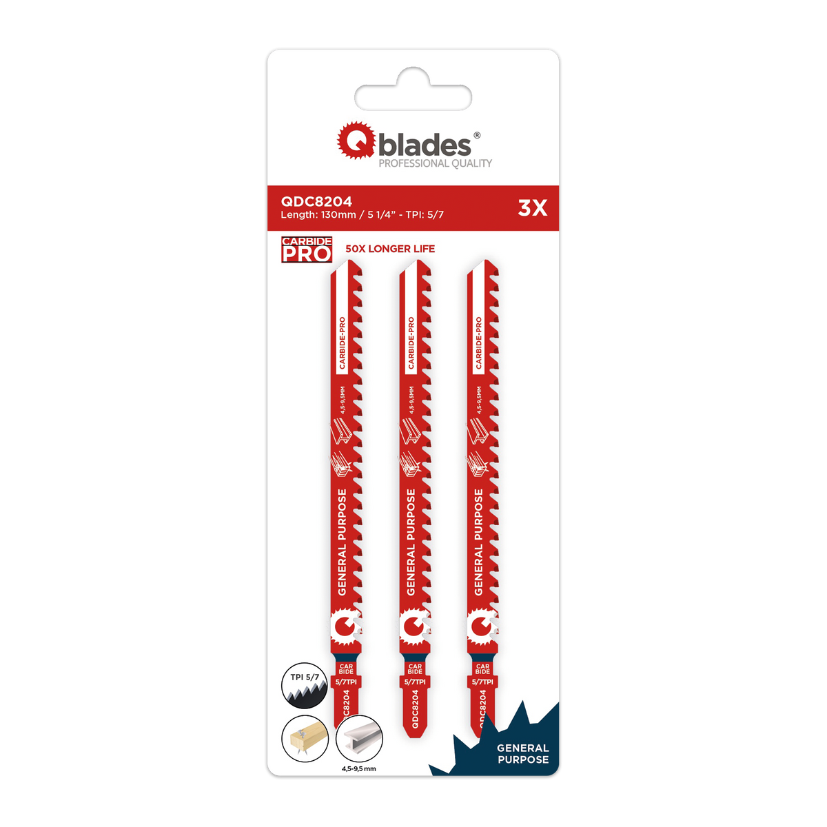 Qblades QDC8204 130mm | Stichsägeblatt | Hartmetall