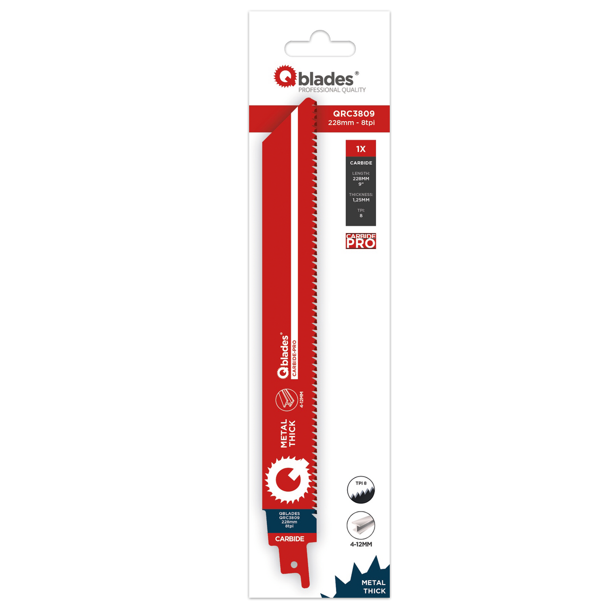 Qblades QRC3809 228x1.25mm | Säbelsägeblatt | Hartmetall