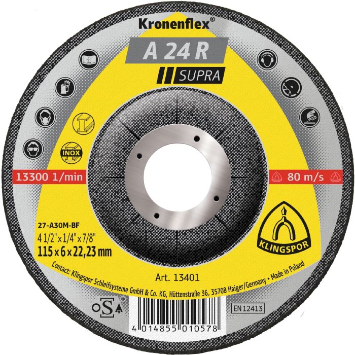 10x Schruppscheibe A 24 R | gekröpft 115 x 6 x 22.23 mm